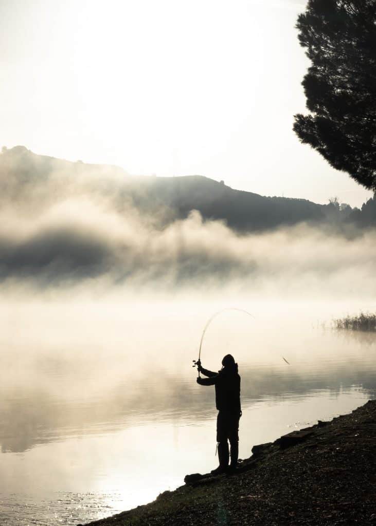 fishing rod with person fishing